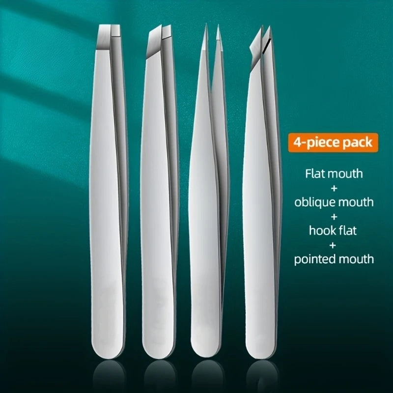 Ensemble de pinces à sourcils Ouriner 4 pièces pinces à sourcils en acier inoxydable ensemble d'outils de beauté professionnels pour la croissance des poils du visage vers l'intérieur