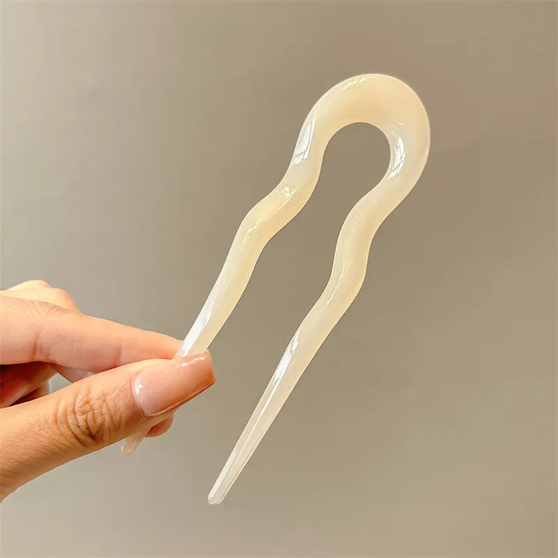 Fourchette à cheveux en forme de U, épingle à cheveux en acétate acrylique écaille de tortue, accessoire de coiffure géométrique pour femmes et filles