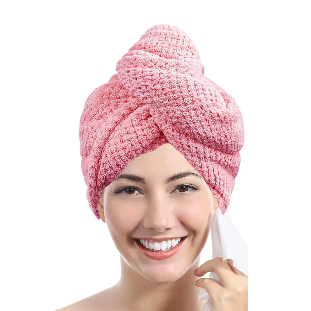 Serviette pour cheveux unie, bonnet de séchage texturé, 25 x 65 cm, serviette absorbante pour femmes à chemise boutonnée