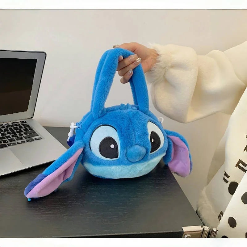 Disney Stitch Sac à bandoulière en peluche douce Style coréen mignon Sangle réglable Kawaii Anime Sac à bandoulière Taille moyenne Cadeau pour femme