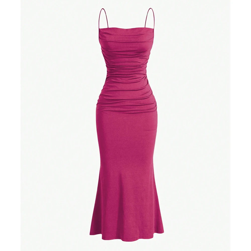 Mia Muse robes de soirée pour femmes Maxi bretelles Spaghetti élégant mince soirée invité de mariage multicolore été robes de demoiselle d'honneur