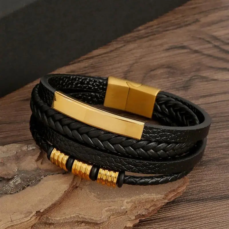 Bracelet en cuir classique pour hommes, nouveau Style, tissé à la main, multicouche, accessoire combiné, mode homme, bijoux, vente en gros, livraison directe