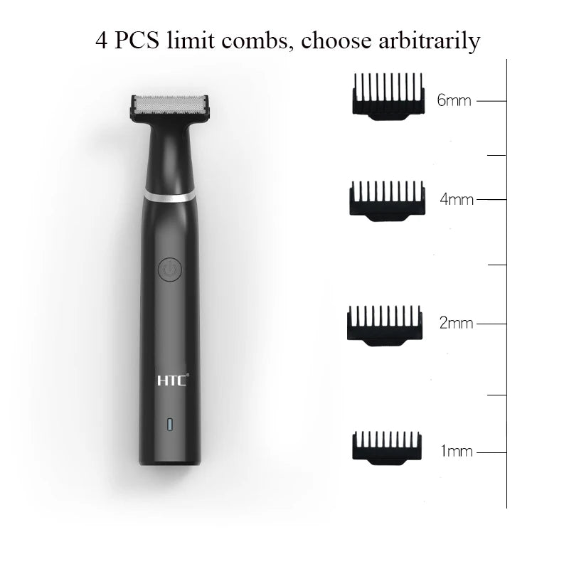 HTC Tondeuse électrique pour hommes à l'aine, tondeuse à poils pubiens, tondeuse de toilettage pour hommes, épilateur de bikini, rasoir rechargeable