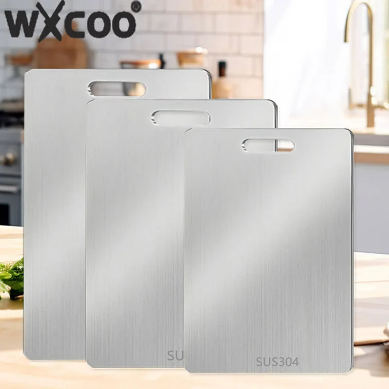 Planche à découper WXCOO 1PCS en acier inoxydable, planche épaisse de cuisine antiadhésive double face pour fruits et viande