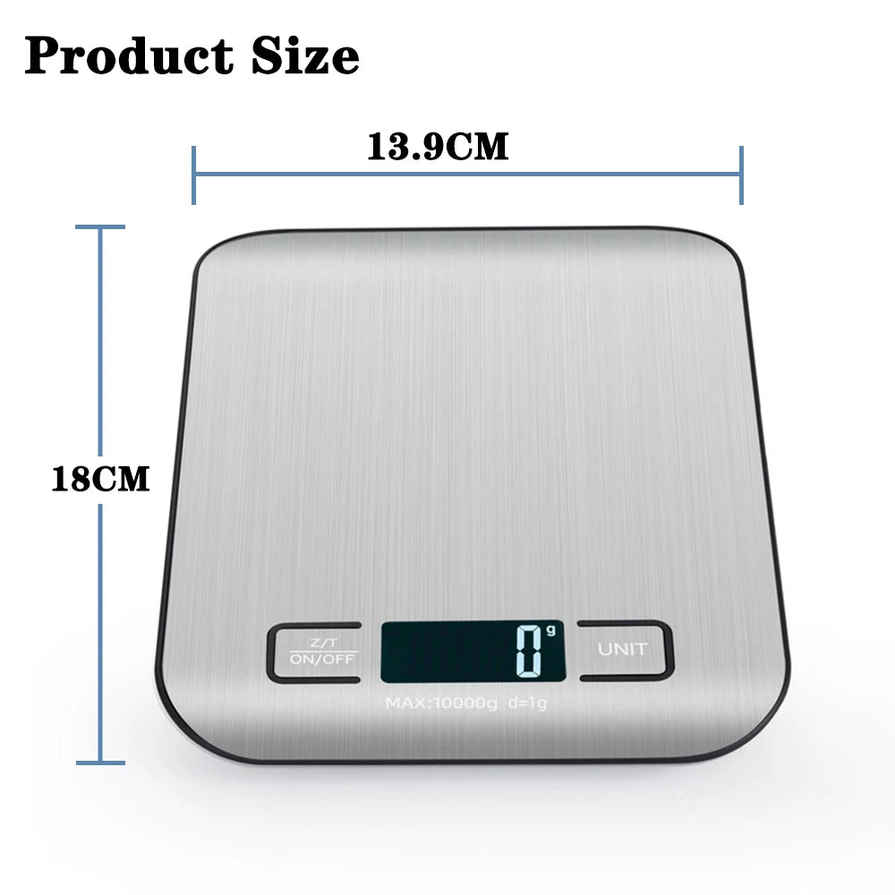 Balance de cuisine avec écran LCD, électronique en acier inoxydable, pour la maison, bijoux, collations, outils de cuisson