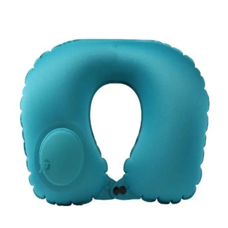 Oreiller gonflable à presser pour détendre la nuque. Oreiller de voyage en forme de U, pliable et portable, avec système anti-fuite. Oreiller en forme de U classique