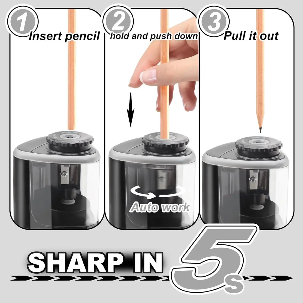 TENWIN – taille-crayon électrique automatique et Portable, adapté aux crayons de 6 à 8mm, pour étudiants, papeterie scolaire