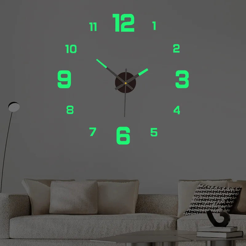 Frameless Modern 3D Wall Clock Mirror Sticker Clock for Home Office Hotel Restaurant School Decoration
