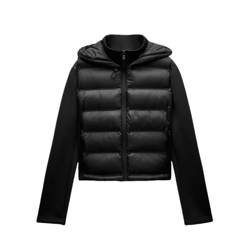 Nouveauté hiver 2025 : Doudoune légère et chaude pour femme, manches longues et capuche zippée, style sportswear 4391742