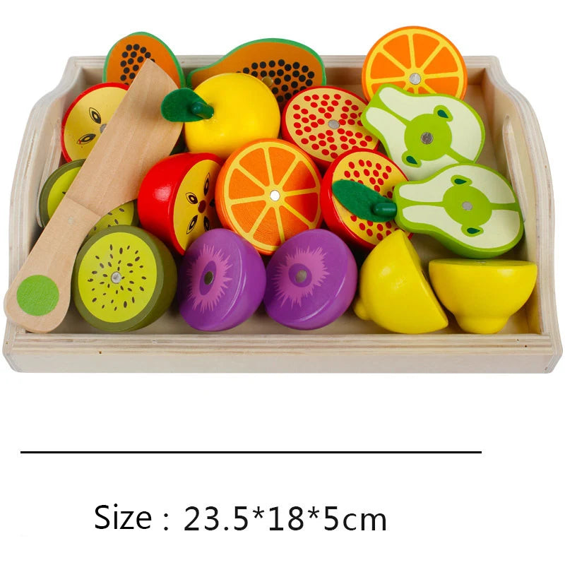 Cuisine de simulation en bois, jeu classique Montessori, jouet éducatif pour enfants, cadeau pour enfants, ensemble de découpe de fruits et légumes