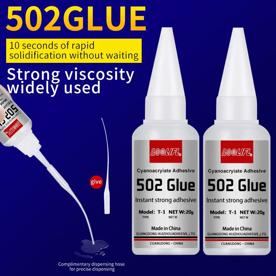 Hot Sell1-2pcs 502 Super Colle Instantanée Séchage Rapide Adhésif Cyanoacrylate Cuir Caoutchouc Bois Métal Forte Liaison Liquide Colle Outil