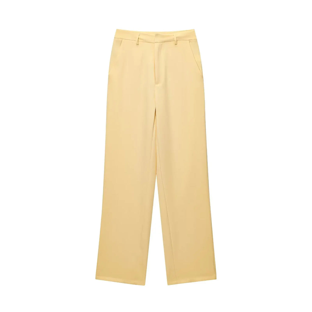 TFMLN – ensemble deux pièces pour femmes, mode, Slim, revers, fermeture éclair, manches courtes, manteau, haut, jambes larges, pantalon, loisirs, noir, été, 2025