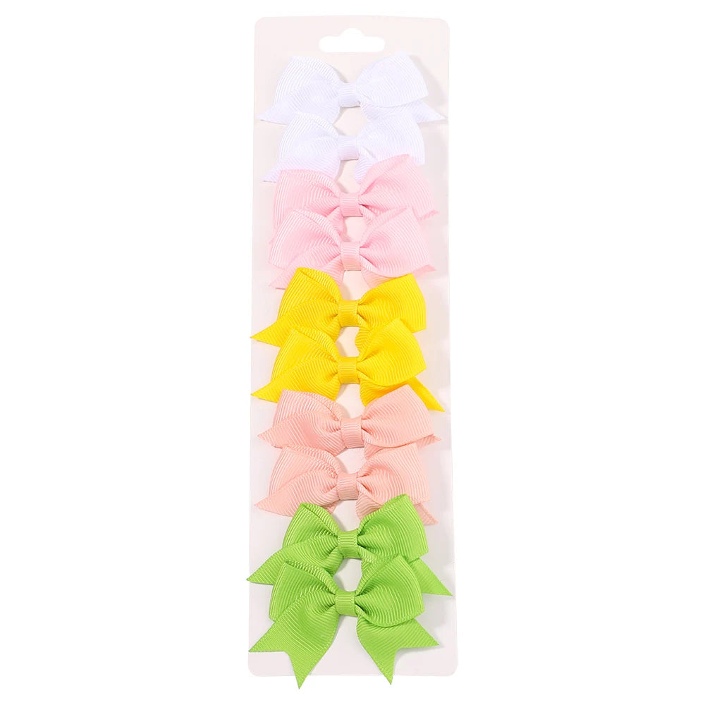 Pinces à cheveux avec nœud papillon en ruban solide, 10 pièces/ensemble, jolies Barrettes faites à la main pour bébés filles, couvre-chef, accessoires pour enfants