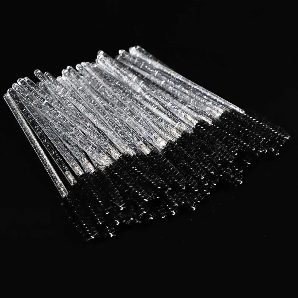 50Pcs Makeup Eyelash Brushes Disposable Crystal Eyebrow brush Diamond Handle Mascara Wand Applicator Lashes Extension Tools