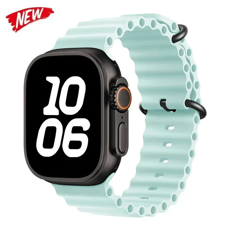 Bracelet océan en Silicone pour bracelets de montre Apple 45mm 46mm 40mm Ultra 2 49mm 44mm 41mm 38-42mm bracelet de sport série 10 9 8 7 6 5 4 SE