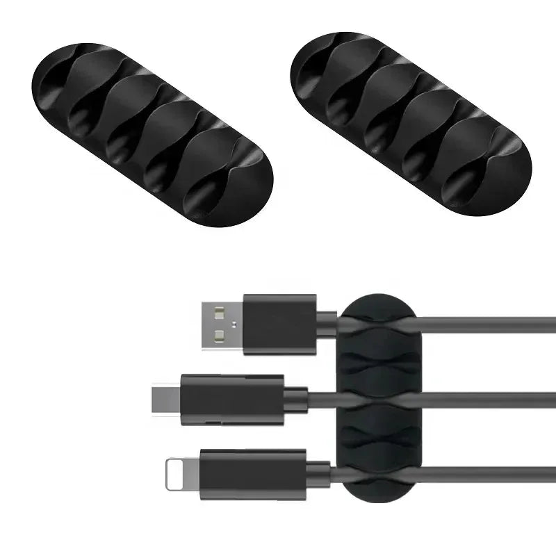 Enrouleur de câble USB en Silicone, organisateur de fil de câble, Clips de gestion auto-adhésifs pour souris, clavier, casque, pour iPhone Huawei
