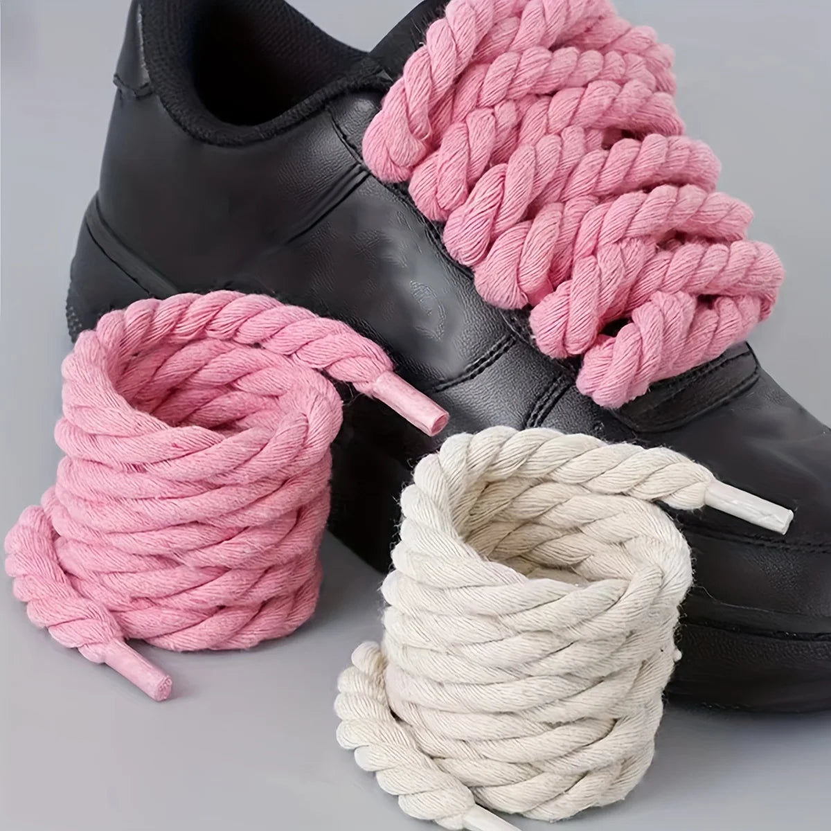 Lacets tressés faits main - Accessoires de chaussures en toile épaisse et résistante pour chaussures légères
