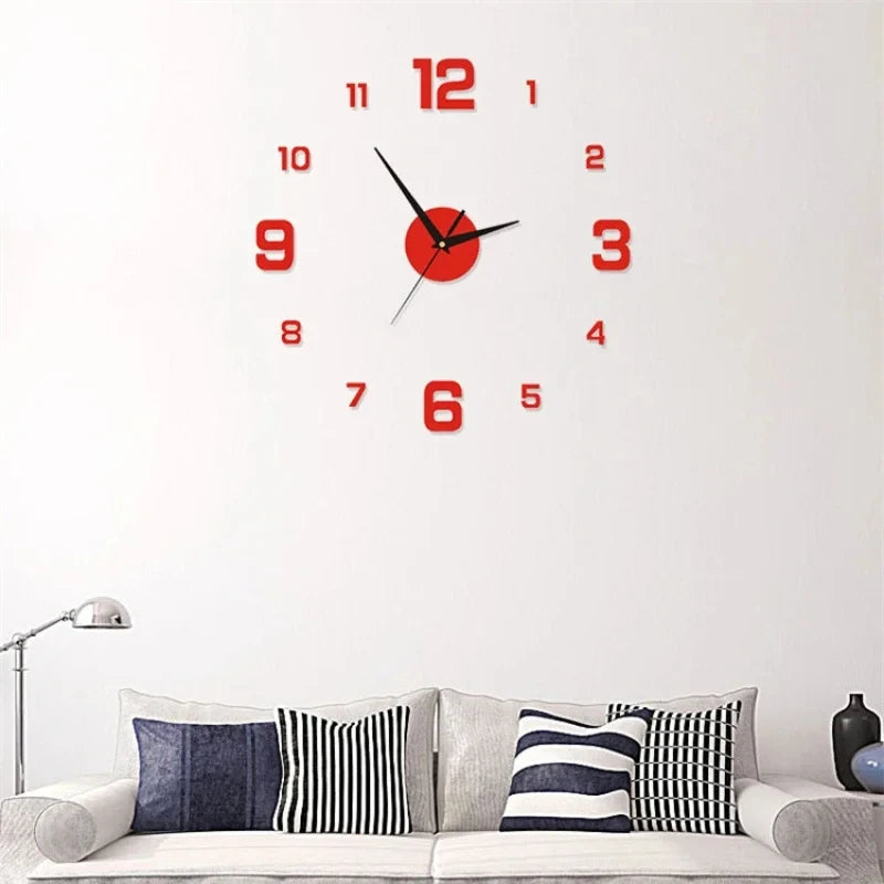 Frameless Modern 3D Wall Clock Mirror Sticker Clock for Home Office Hotel Restaurant School Decoration