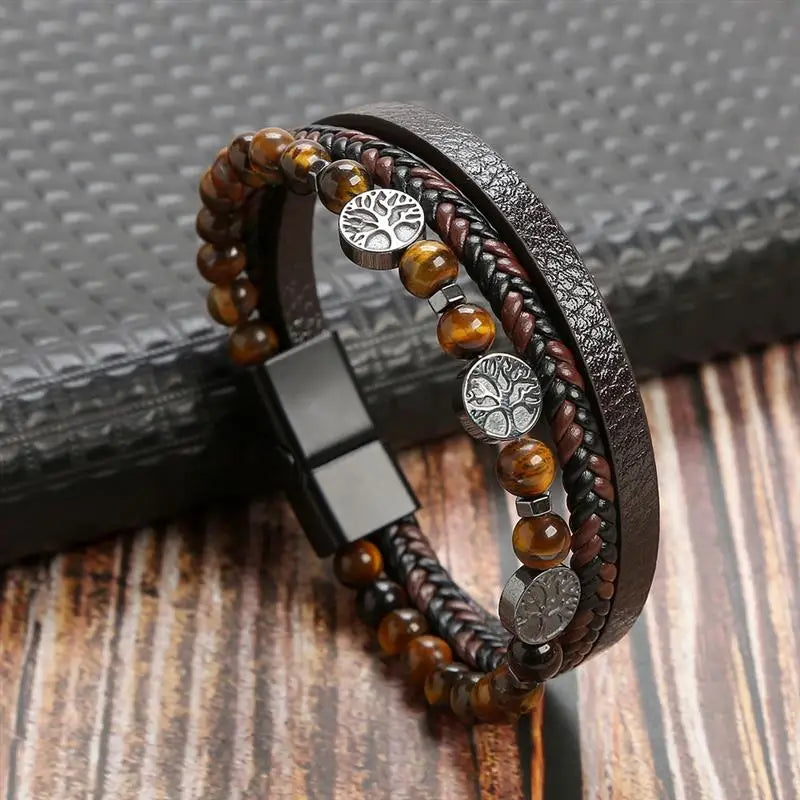 Bracelet en cuir classique pour hommes, nouveau Style, tissé à la main, multicouche, accessoire combiné, mode homme, bijoux, vente en gros, livraison directe