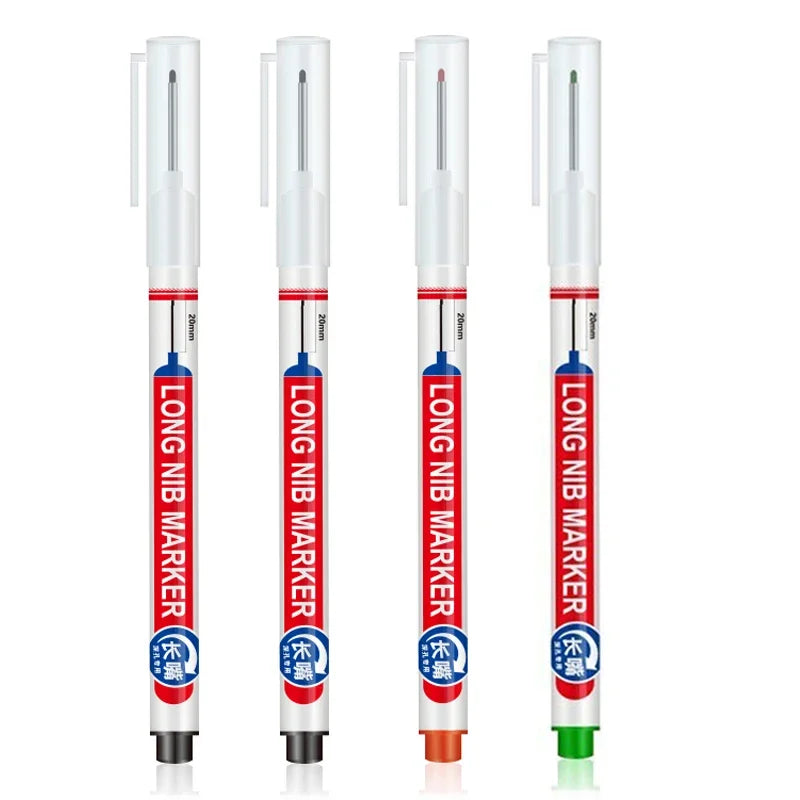 Marqueurs à tête de pointe longue pour stylo perforateur en métal, étanche, salle de bains, décoration du bois, multi-usages, 4 pièces/ensemble 20mm