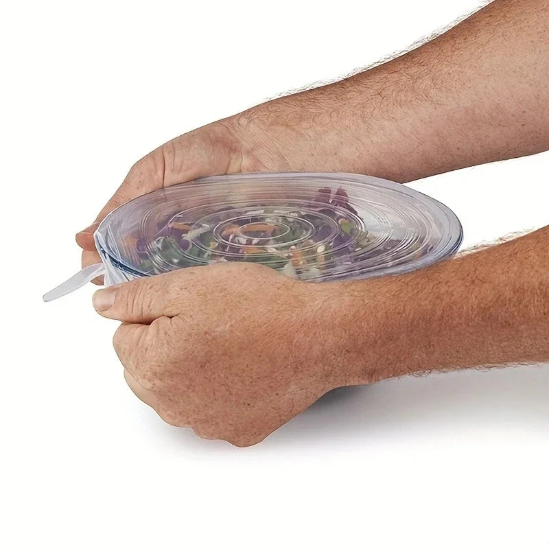 6 pièces/ensemble ustensiles de cuisine en Silicone Transparent conservation de la fraîcheur couvercle de bol universel extensible réfrigérateur four à micro-ondes scellé