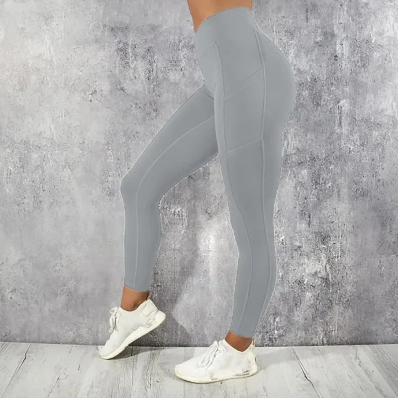 Yoga Fitness femmes Leggings taille haute collants avec poche gymnastique entraînement en cours d'exécution extensible Sexy bout à bout levage décontracté pantalon slim