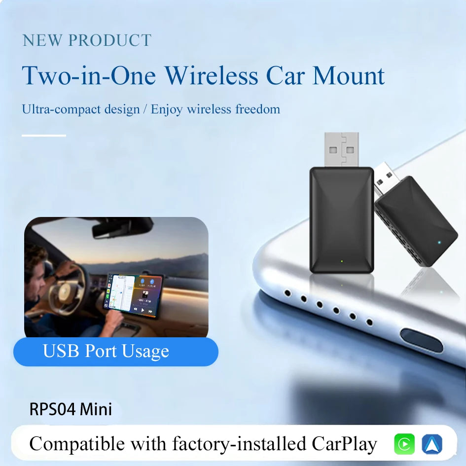 2in1 Wireless Carplay Adapter Android Auto Wired to Wireless Dongle AI Smart Box Automatic Connection Car Intelligent Systems