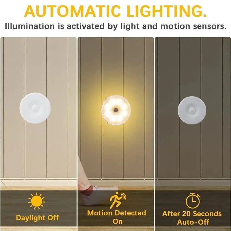 Lumière Led avec capteur de mouvement, USB, Rechargeable, luminaire décoratif d'intérieur, idéal pour une chambre à coucher, des escaliers, un couloir, une garde-robe ou un placard