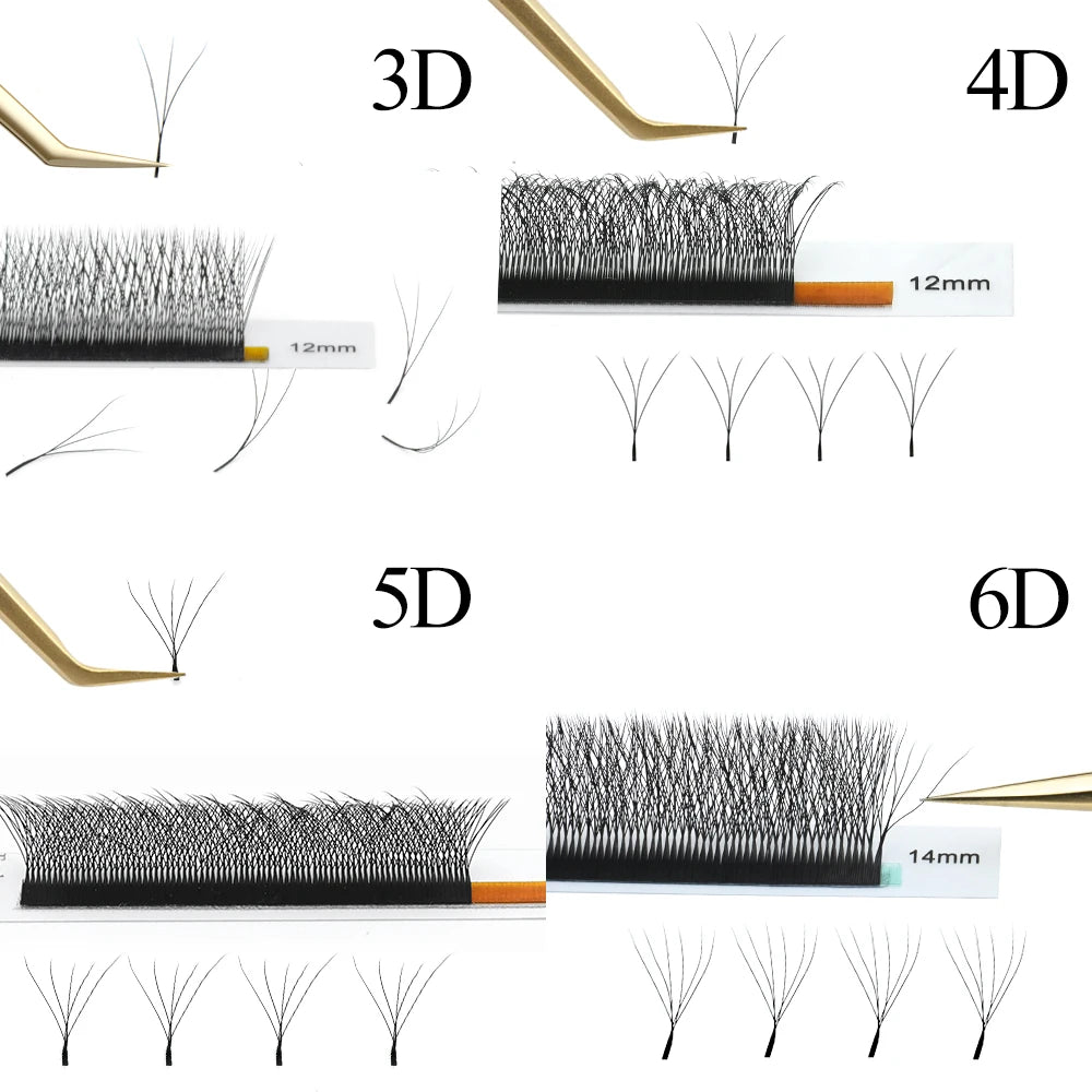 NAGARAKU floraison automatique W forme Bloom 3D 4D 5D 6D Extensions de cils en éventail préfabriqués lumière douce naturelle pleine Dense