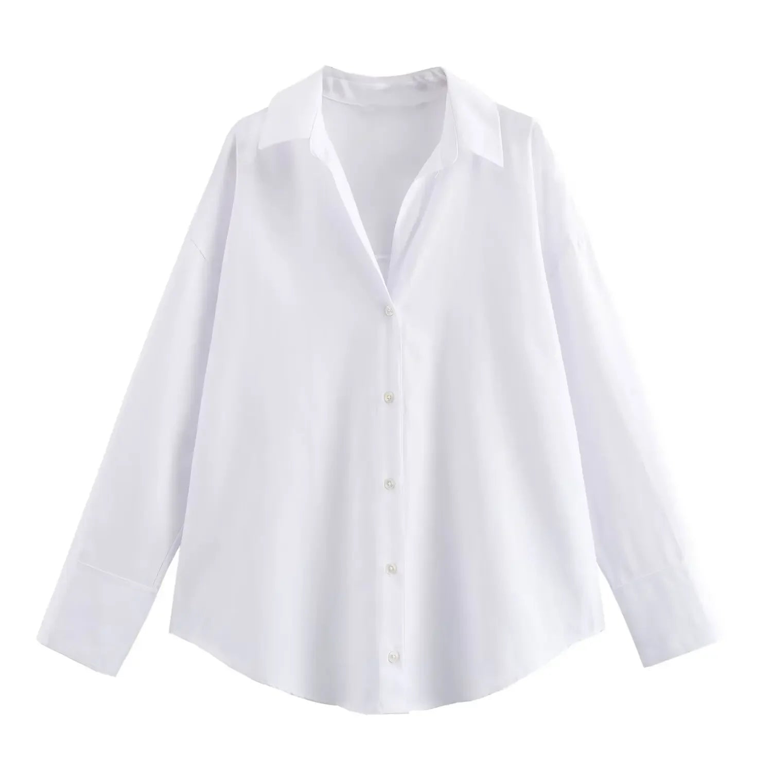 TRAF femmes mode printemps coton Oxford à manches longues simple boutonnage revers Blouse vêtements de rue chemise Chic dames hauts Mujer