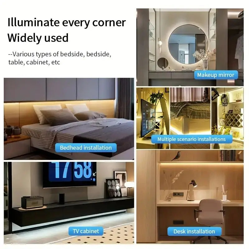 Bande lumineuse LED COB, variateur tactile, bande de Diode Flexible, USB 5V, éclairage intérieur linéaire, lampe de salle, bricolage, miroir TV, rétro-éclairage, décoration murale