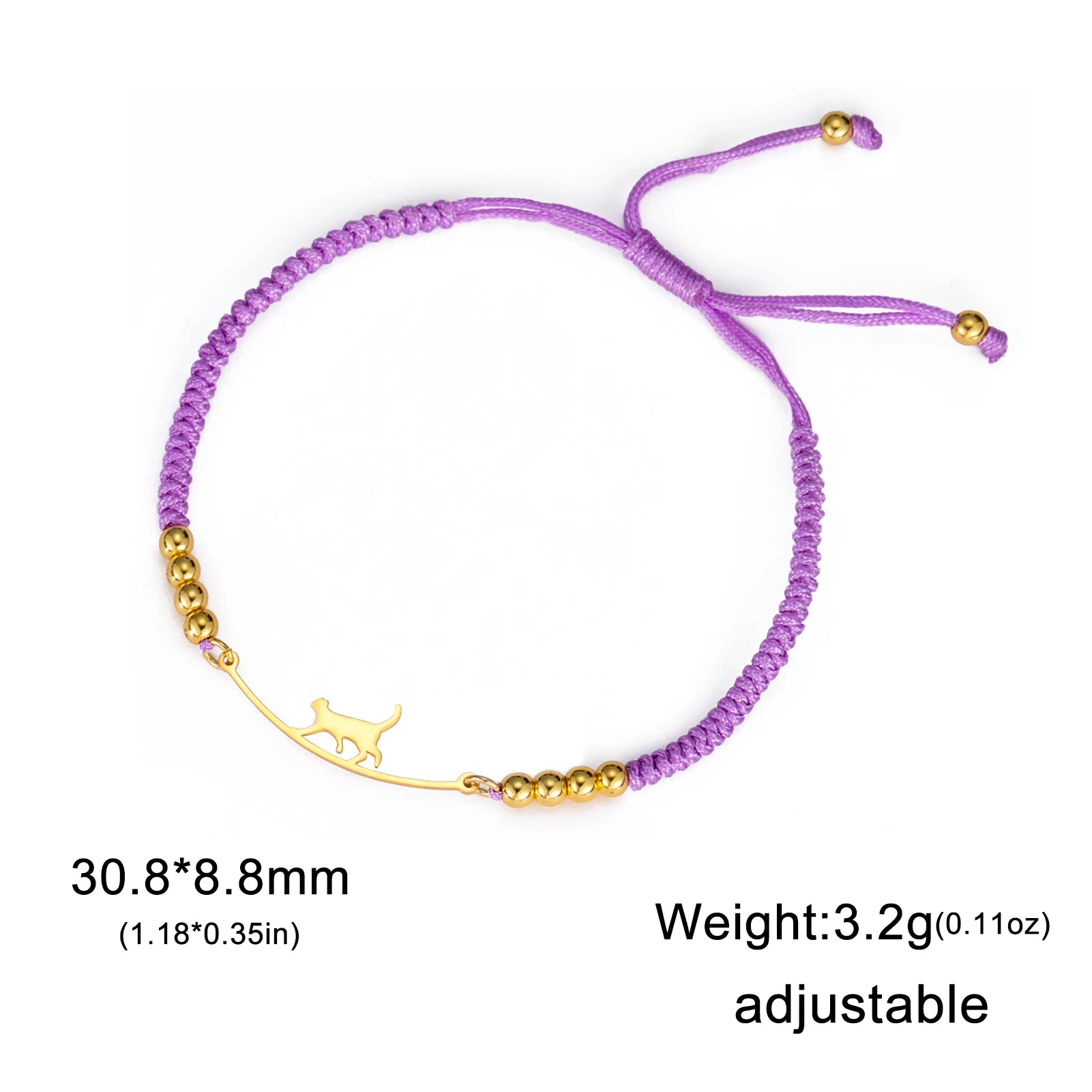 Bracelet Lucktune Chat Mignon en Acier Inoxydable avec Pendentif Animal et Chaîne à Perles - Bijou Tendance Kpop pour Femmes et Hommes - Cadeau Couple