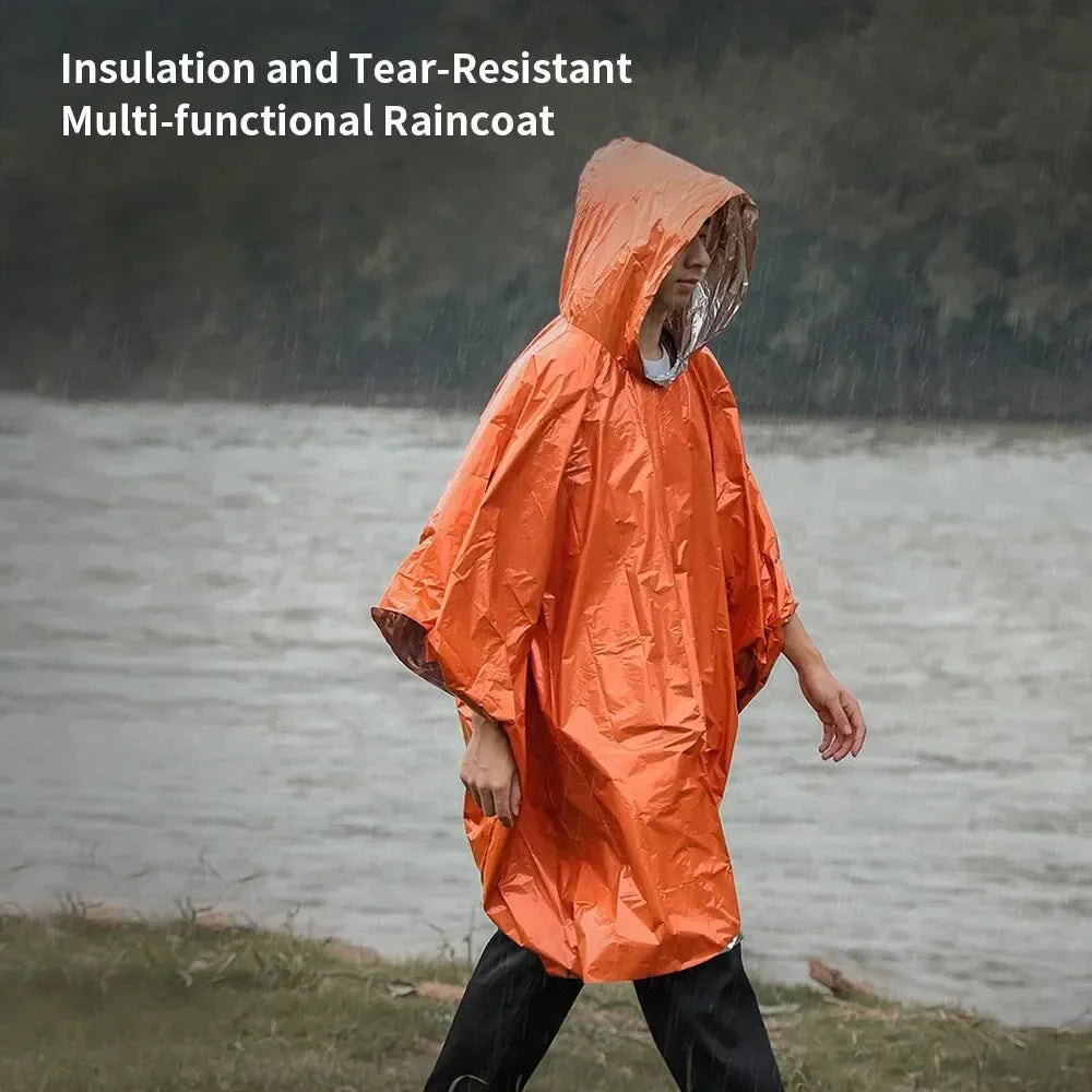Poncho imperméable d'urgence, couverture imperméable, équipement de Camping de survie, isolation contre le froid, vêtements de pluie, équipement de Camping