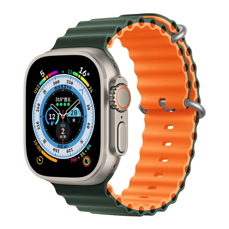 Bracelet océan en Silicone pour bracelets de montre Apple 45mm 46mm 40mm Ultra 2 49mm 44mm 41mm 38-42mm bracelet de sport série 10 9 8 7 6 5 4 SE