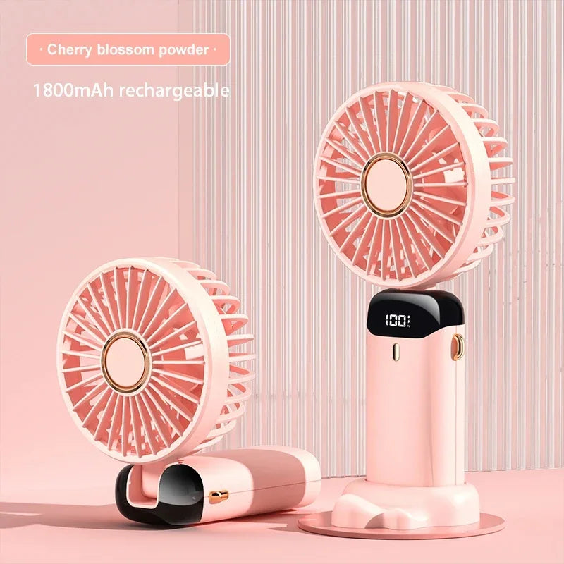 Portable Handheld Personal Rechargeable Fan LED Digital Display 90°Adjustable  Rechargeable Fan , 5 Speed Wind Mini Aromatherapy