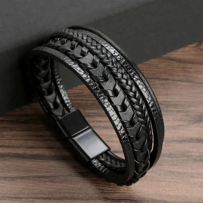 Bracelet en cuir classique pour hommes, nouveau Style, tissé à la main, multicouche, accessoire combiné, mode homme, bijoux, vente en gros, livraison directe