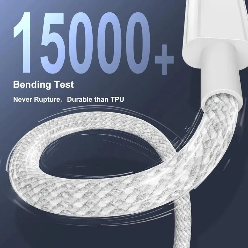 3 pièces câble USB C vers USB C 100W câble de chargeur de charge rapide prend en charge la charge rapide pour iPhone 16 15 Samsung Xiaomi Huawei etc.