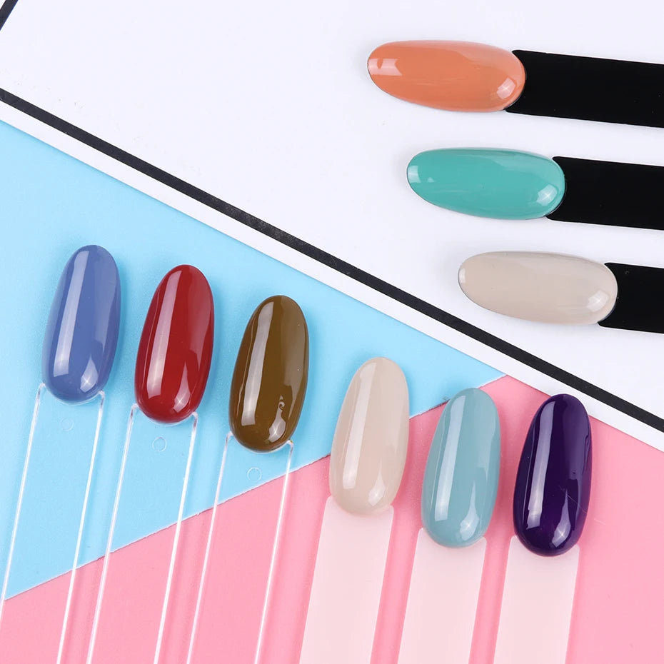 50 faux ongles transparents, nuancier naturel, forme ovale, en éventail, vernis gel UV, palette d'essai, outils de manucure