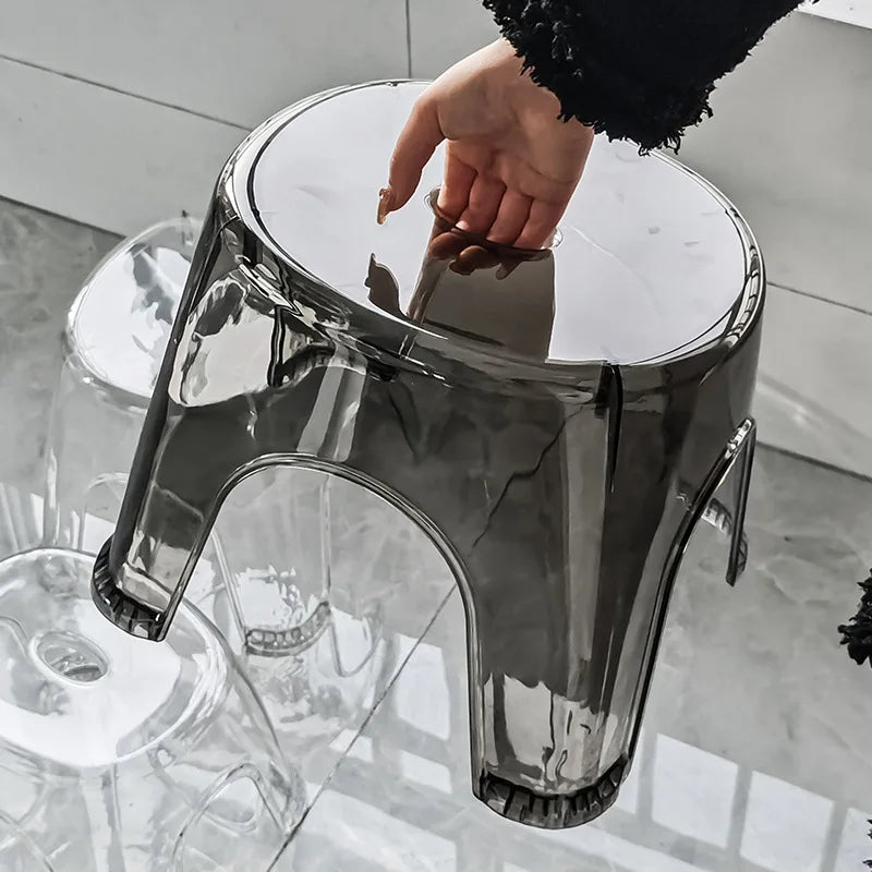 Tabouret de douche antidérapant en acrylique transparent, petit tabouret bas pour enfants, salon, salle de bain, mobilier moderne et épuré
