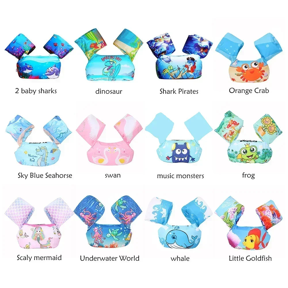Gilet de sauvetage pour bébé avec manches rondes et motifs de dessin animé, combinaison de sécurité aquatique pour enfants, jouet de croissance