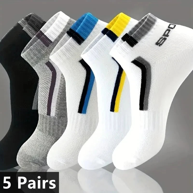 1 paire de chaussettes confortables et respirantes en coton pour hommes, chaussettes d'été pour hommes