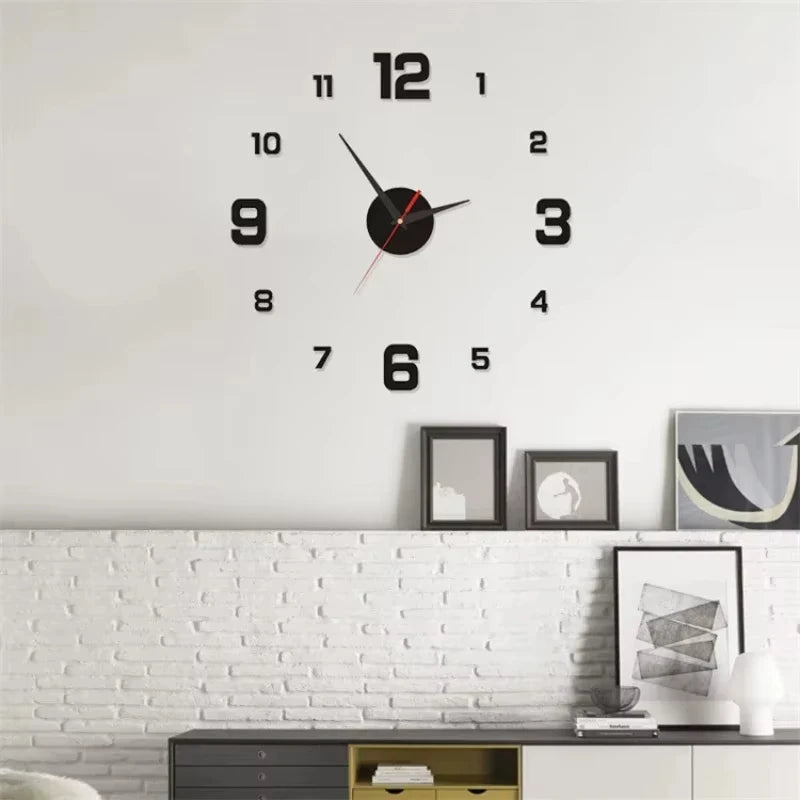 Frameless Modern 3D Wall Clock Mirror Sticker Clock for Home Office Hotel Restaurant School Decoration