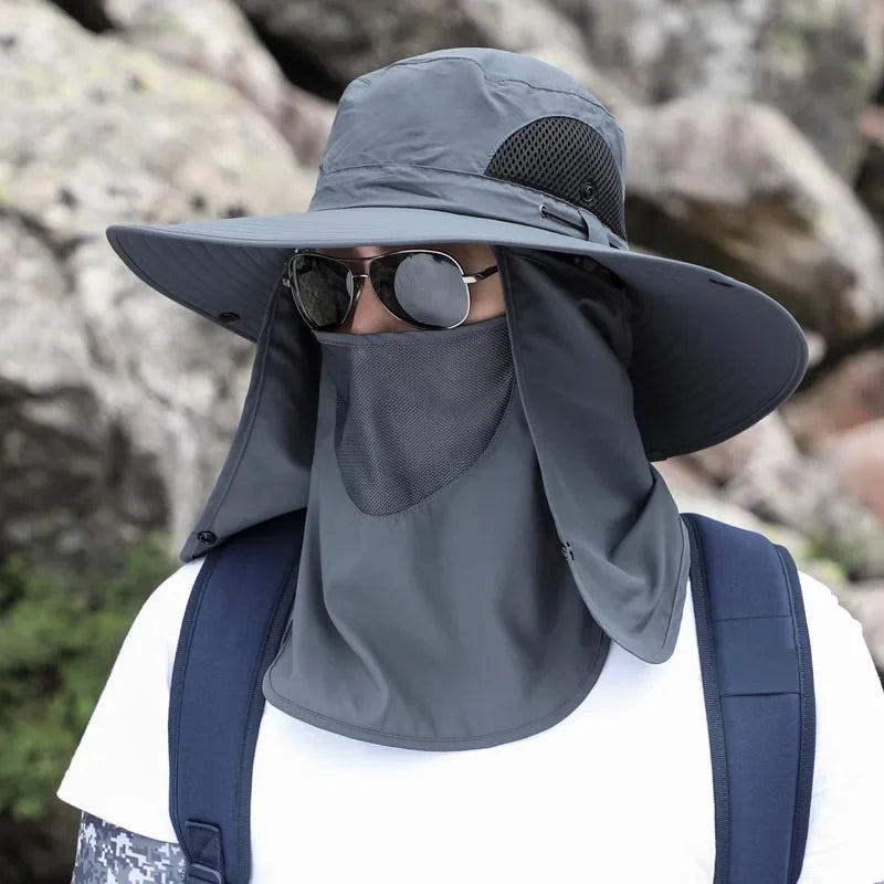 Chapeau avec protection du cou détachable multi-usages Chapeau de soleil d'été Protection solaire Respirant Séchage rapide Protection UV