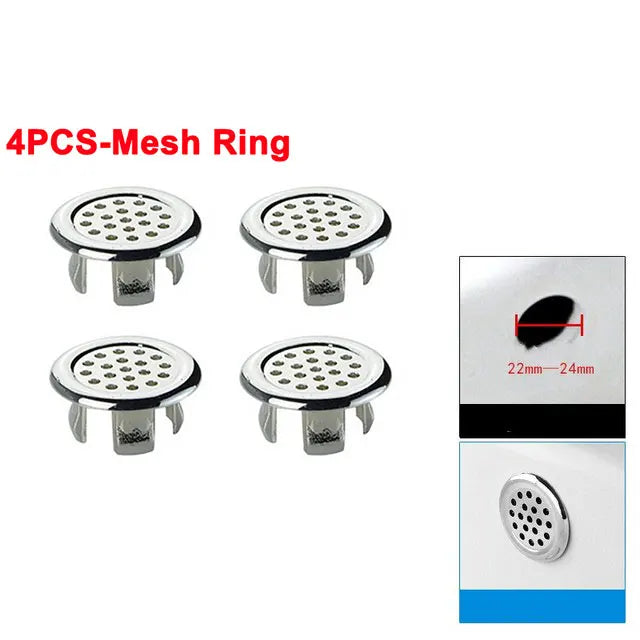 Couvercle de trop-plein de trou d'évier en plastique, pour cuisine, salle de bains, garniture de lavabo, bouchon de vidange de bain, lavabo rond, anneau de débordement, 4 pièces