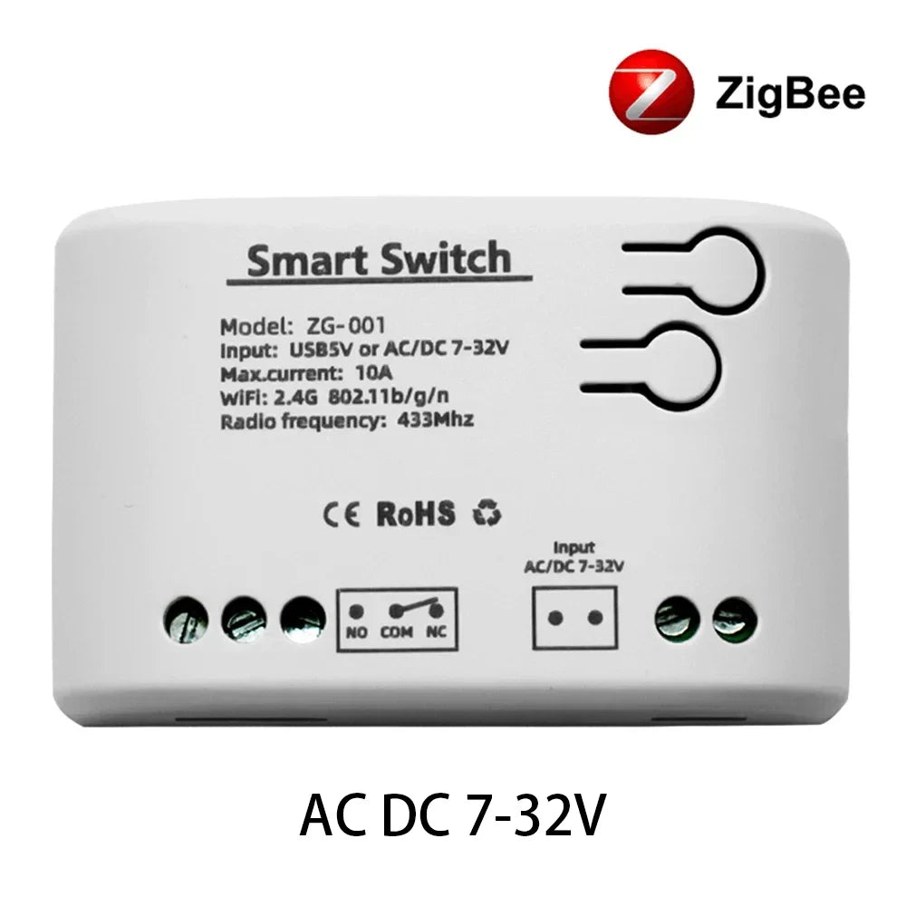 Contrôleur intelligent Zigbee unidirectionnel, interrupteur à distance, module relais pour garage avec disjoncteur intelligent RF433 et minuterie Alexa