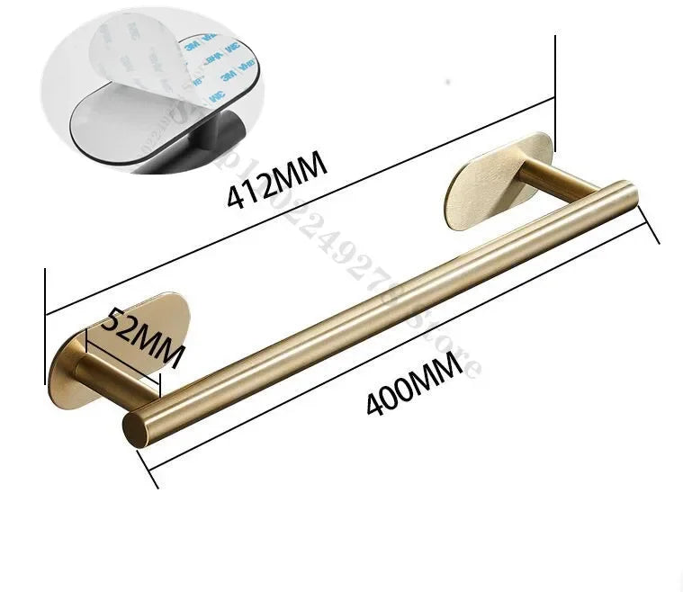 Support mural adhésif pour essuie-tout sous meuble, pour la cuisine et la salle de bain. Porte-rouleau d'essuie-tout doré