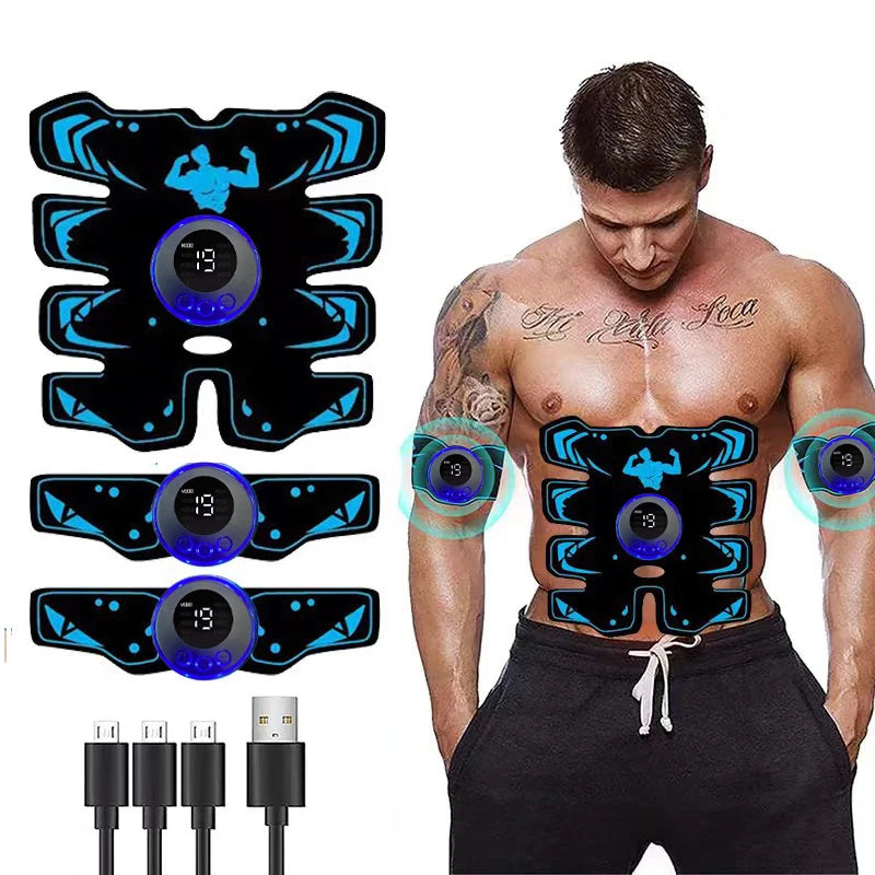 Stimulateur musculaire EMS rechargeable USB pour abdominaux et bras, tapis d'entraînement 3 en 1 sans fil, intelligent et pour le fitness, pour un entraînement abdominal et une silhouette affinée