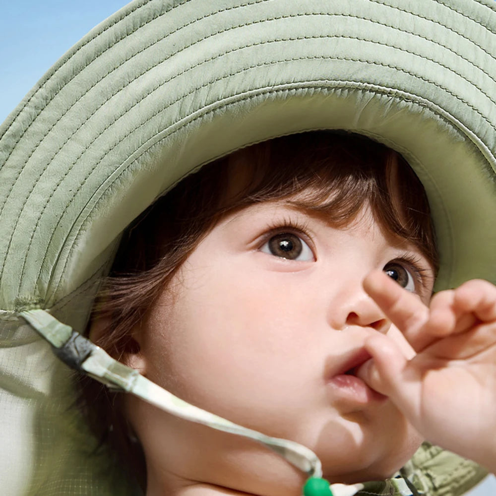 Chapeau de soleil confortable de style coréen pour enfant, double face, en coton, à large bord, idéal pour la plage et le sable, protection solaire UPF 50+, ajustable, pour l'été