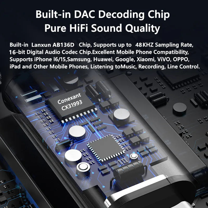 VAOLRO AB136D USB type-c à 3.5mm amplificateur de casque 16Bit/48KHz câble de décodeur Audio HiFi IEM AMP adaptateur de téléphone portable puce DAC