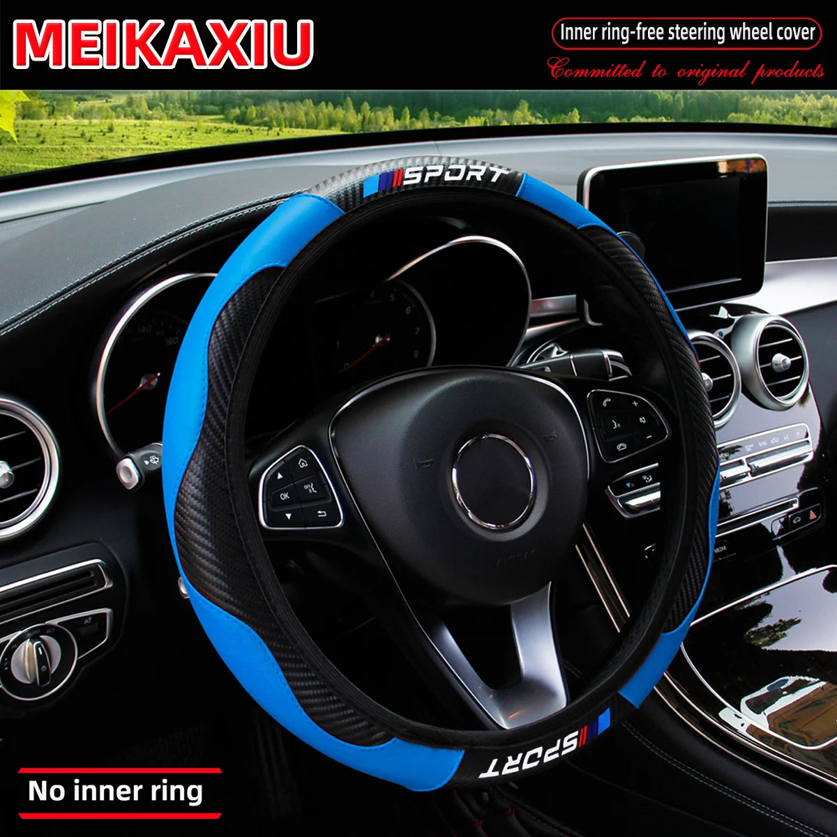 Le couvre-volant toutes saisons SPORT en fibre de carbone (sans bague intérieure) convient aux accessoires intérieurs automobiles de 37 à 38 cm